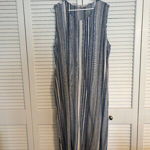 Briggs brand - Linden Blend Blue/White Striped Sleeveless Maxi Dress XXL